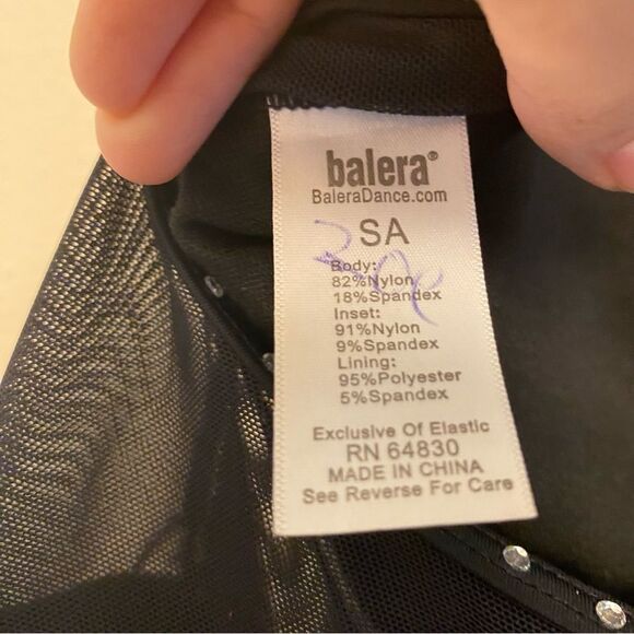 WEISSMAN Dance Costume black mesh leotard Crystal rhinestone semi custom SA - Picture 13 of 15